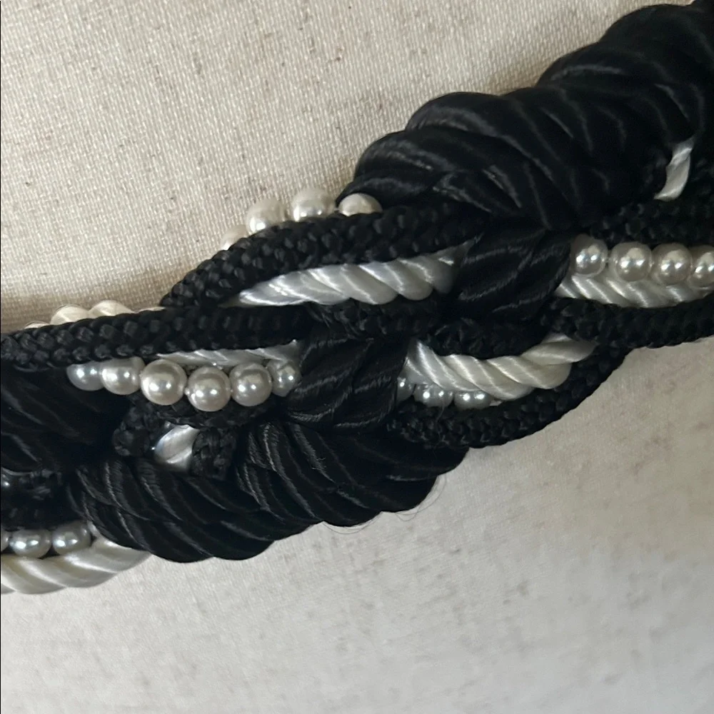 Vintage Braided Black and White Cord Rope Belt